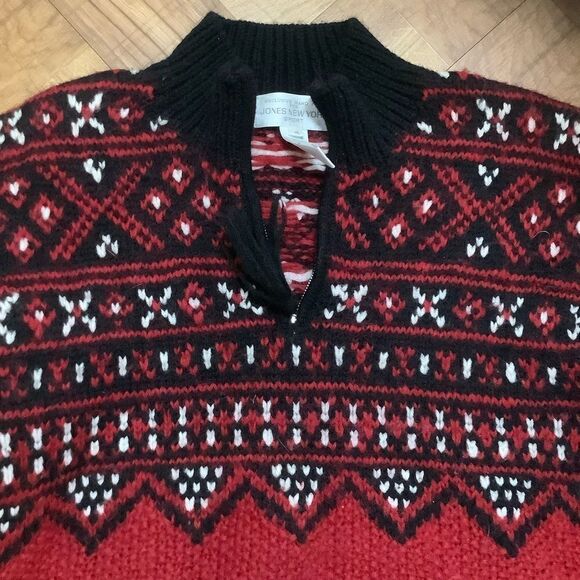 Vintage 1980s 1990s chunky warm ski snowflake 1/4 zip sweater M - Picture 2 of 5